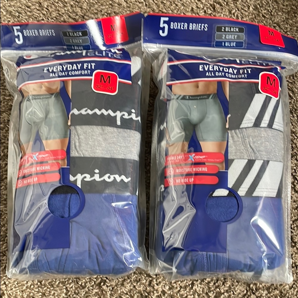 Champion Men's Boxer Briefs - Black, Gray, Blue